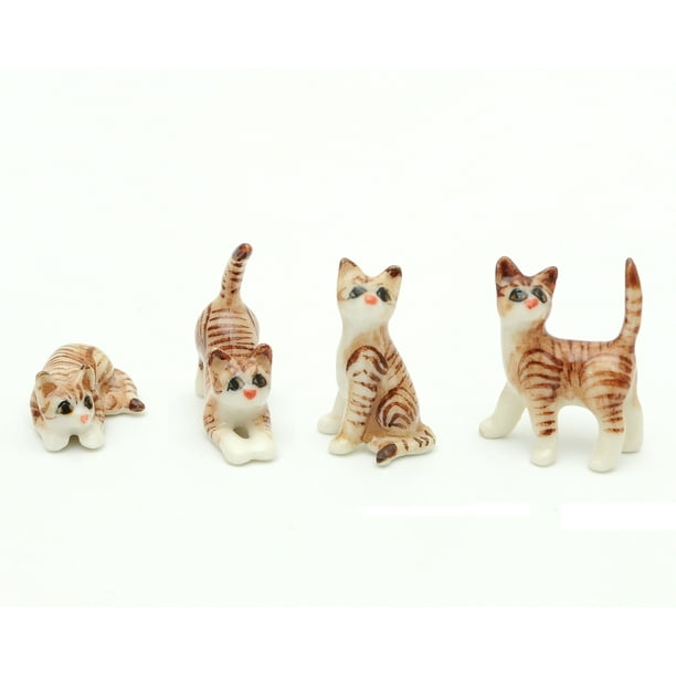 Musical 3 Piece Band Miniature Ceramic Tabby Cat Figurine